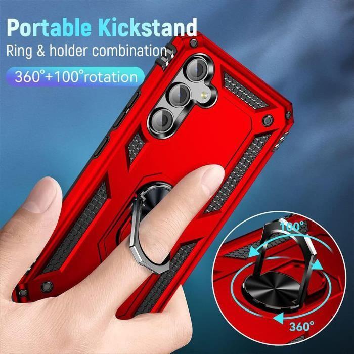 Coque et verres trempés - samsung - galaxy s24 - rouge - antichoc - support à anneau intégré