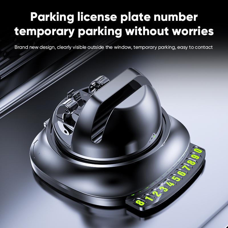 Car Phone Mount 360 Degree Rotating Automobile Bracket Dashboard Phone Holder with Parking Number Plate for Road Trips GPS
