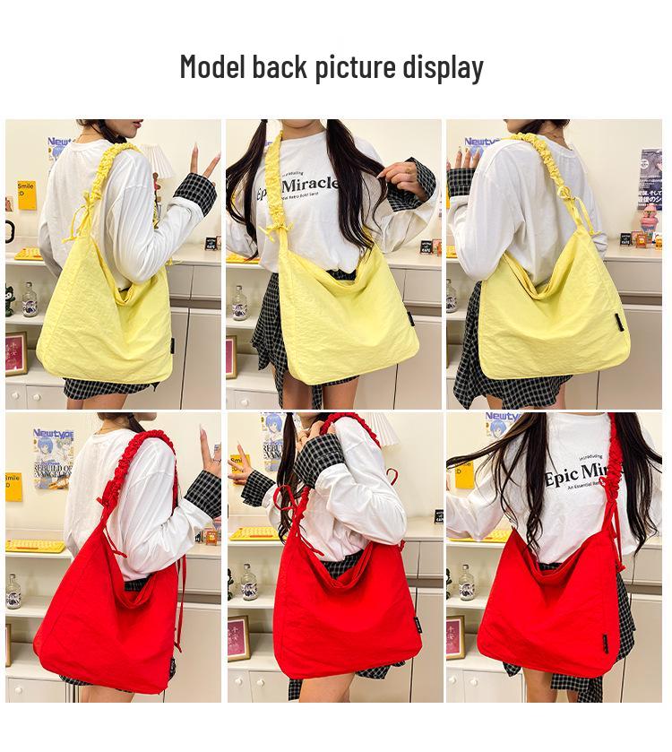 2025 Damen Tragetasche mit großer Kapazität und Falten: Lässiger Kordelzug, Einzelschulter, Umhängetasche