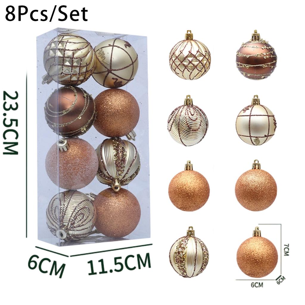 24/8PCS Glitter Painting Xmas Balls Set Christmas Tree Hanging Pendants Ball New Year Party Ornaments Home Decoration Supplies