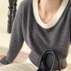 Women's U-Neck 100% Wool Korean-Style Chic Sweater - Autumn/Winter Collection