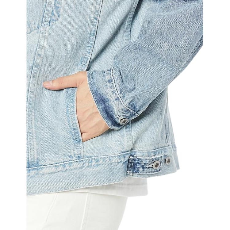 Levis Solid Color Square Neck Loose Single Breasted Long Sleeve Jacket Men jackets Blue A3179-0005