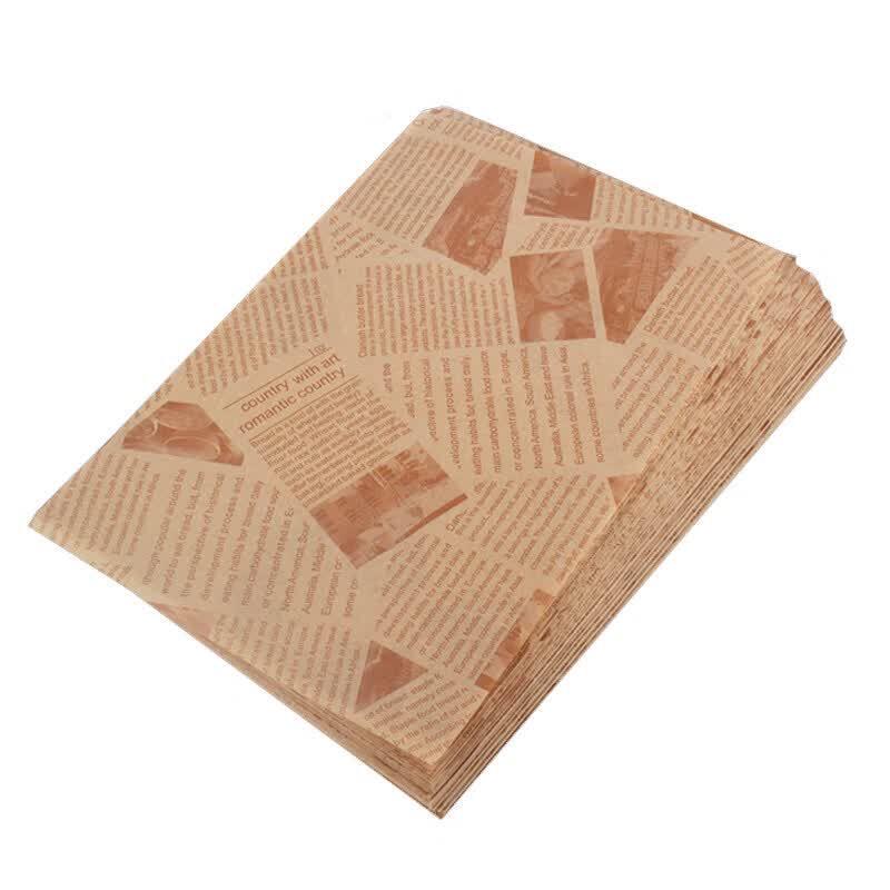 Disposable English Newspaper Style Greaseproof Food Wrapping Paper