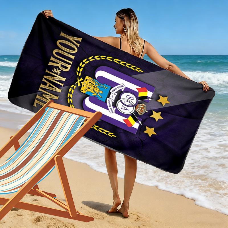 Name Custom RSC Anderlecht Print Beach Towel, Large Soft Quick Dry Towel for Beach Camping Swimming