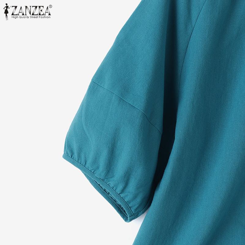 ZANZEA Lässiges Zweiteiler-Set aus Bluse und Shorts für Damen mit halblangen Ärmeln