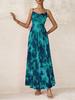 European and American new elegant thin shoulder strap dress printed party dress beach dress