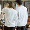 250g Heavyweight Pure Cotton Unisex Long-Sleeved T-Shirt, Solid White Round Neck, Women's Versatile Base Layer