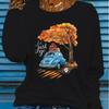 Top da donna Albero dorato Stampa auto Girocollo Manica lunga T-shirt Autunno Casual Slim Pullover Top da donna a manica lunga
