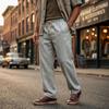 Men's Casual Drawstring Waist Pants with Multi-Pockets Relaxed Fit Straight Leg Lightweight Fabric Leisure Sports Trousers