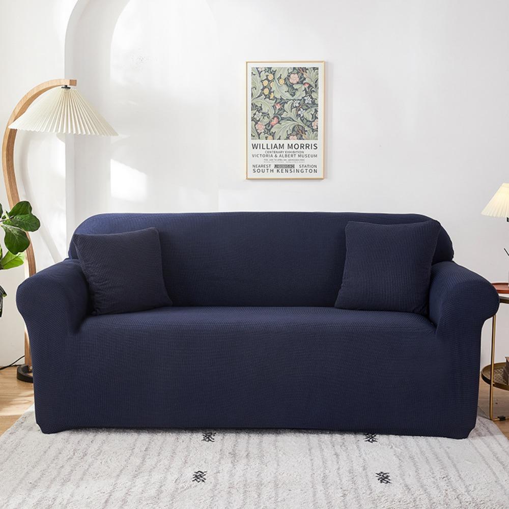 Soft Fleece Sofa Cover Full Elastic Knitted Corn Grain Pure Color Seat Cushion Cover