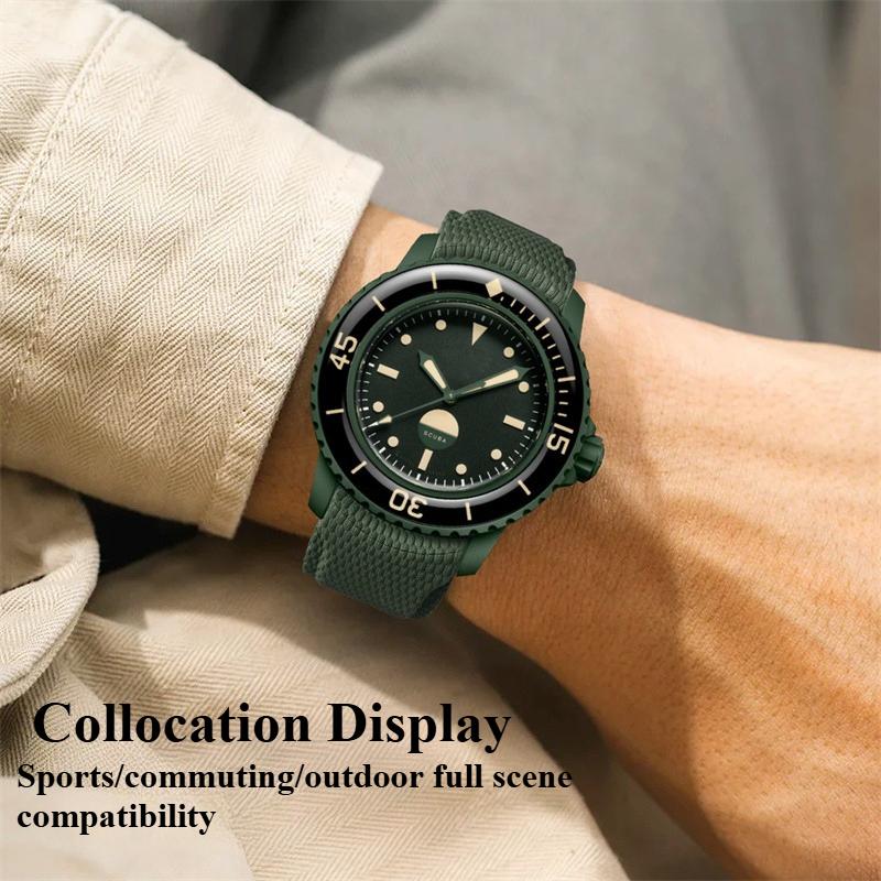 Bracelet en Caoutchouc Fluoro 19mm 20mm 21mm 22mm pour Xiaomi huawei Samsung Swatch MoonSwatch Universel FKM Libération Rapide Bracelet de Montre de Plongée pour Seiko