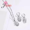 925 Sterling Silver Wedding Jewelry Set With CZ Cubic Zirconia Flower Pendant Necklace Earrings Sets for Women