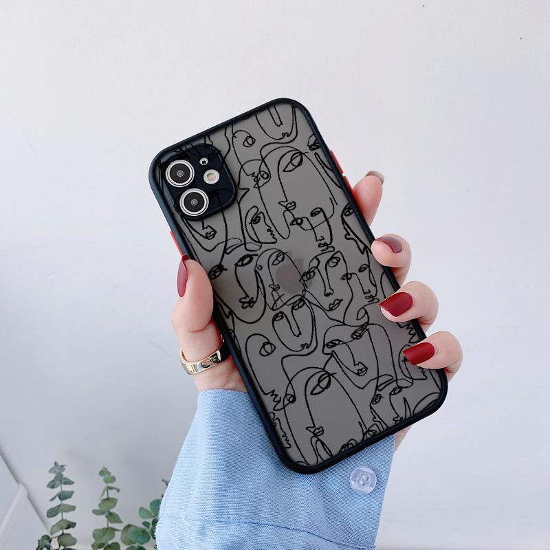 Funny Abstract Art Lines Fashion Phone Cases Cartoon Women Cover For Iphone 15 14 7 8 Plus XR XS XS 15 11 14 12 13 Pro Max Coque