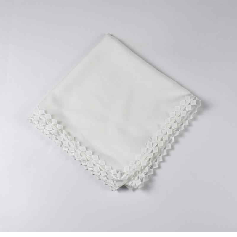 Muslim Chiffon Hijab Scarf for Women Lady Lace Trim Solid Square Head Wrap Shawl Female Jersey Hijabs Scarves Islamic Turban