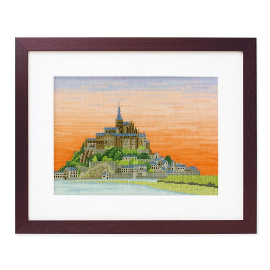 Olympus Yarn Cross Stitch Embroidery Kit from World Heritage Sites and World Scenery Mont 7211 Saint-Michel Off-white