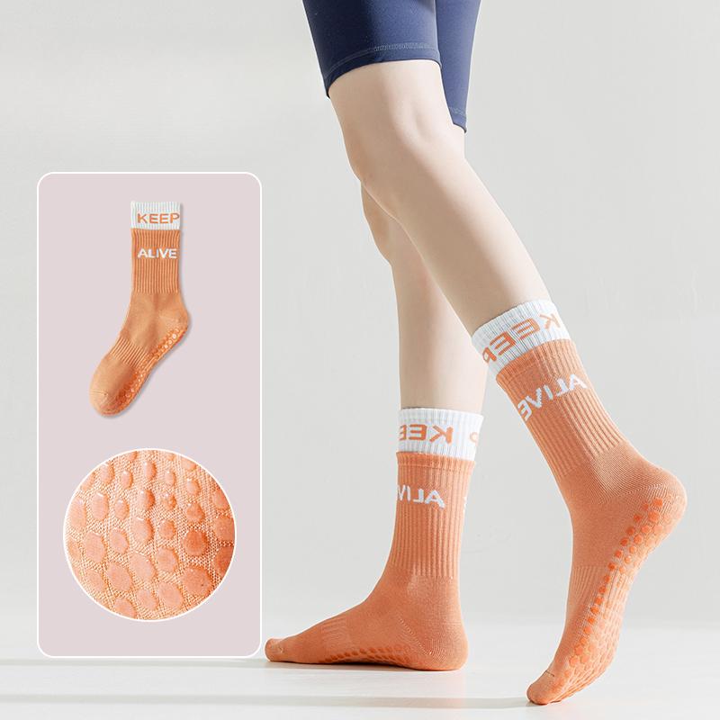 Female Summer Cotton Fitness Dance Pilates Yoga Non Slip Exercise Tube Floor Socks