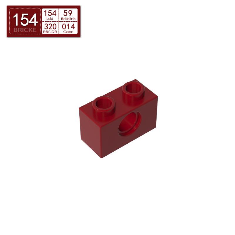 BRICKE 1x2 Brick with Hole - Compatible with Lego, MOC Loose Parts, Small Particle Building Blocks