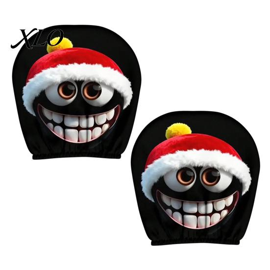 Festive Vehicle Seat Accessories 2Pcs Santa Car Headrest Covers, Christmas Printed Pillow Cases, Universal Fit Travel Decorations for Most Vehicles,