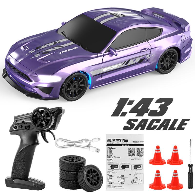 1:43 Scale 4WD RC Drift Car with Gyroscope, 7-Color Lights, and Alloy Chassis