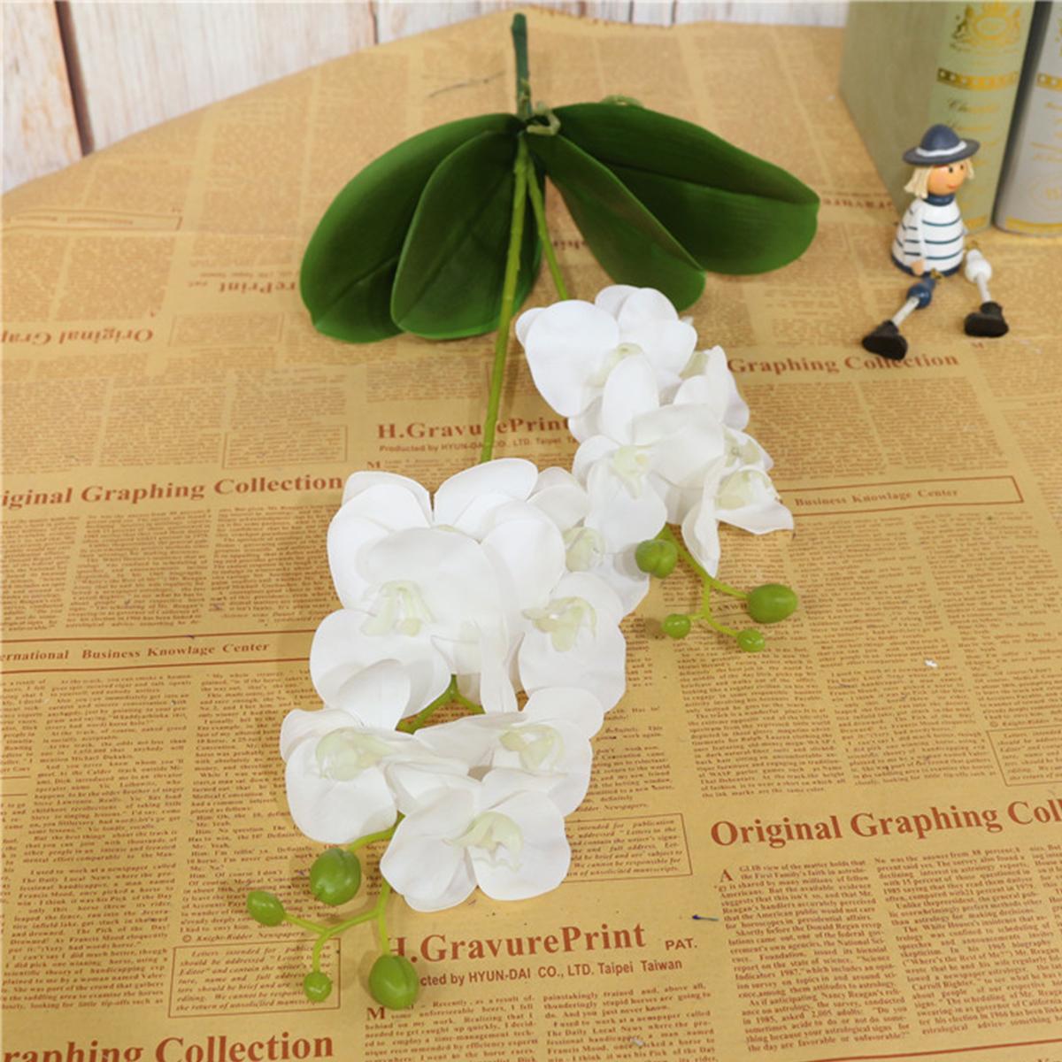 

1 шт. искусственные бабочки-орхидеи цветы настоящая сенсорная орхидея с 4 шт. листья искусственные цветы фаленопсиса стеблевые растения для свадебного украшения дома белый