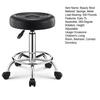 Bar Stool Beauty Stool 360-degree Rotation Wheel Height Adjustable Salon Chair Massage Faux Leather Cushioned Office Shop with Metal Frame