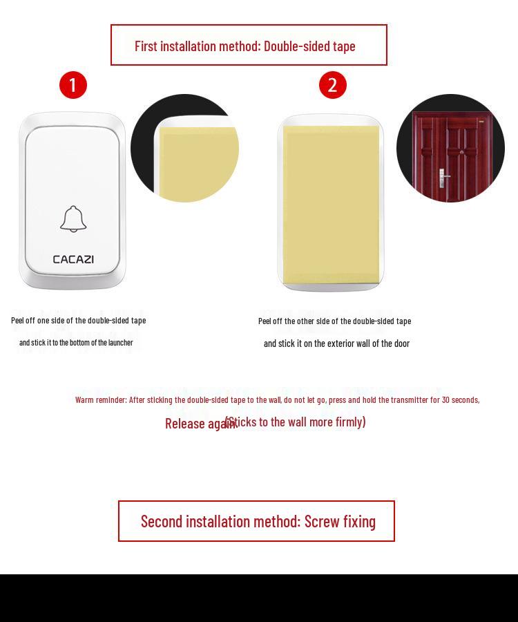 Waterproof Long-Distance Wireless Doorbell with Remote Control, 58 Melodies, and 4 Volume Levels