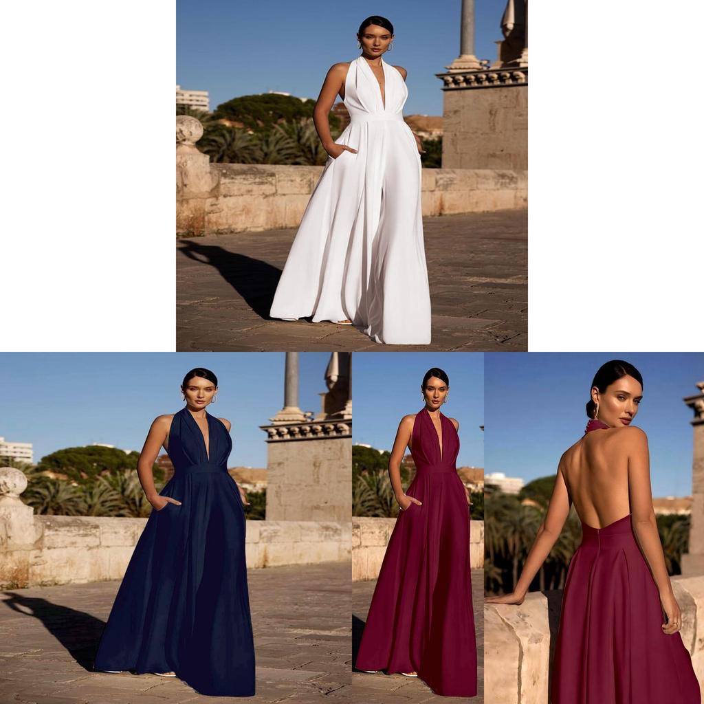 Tuta da donna in tessuto poliestere con design a blocchi di colore per eleganti serate e feste