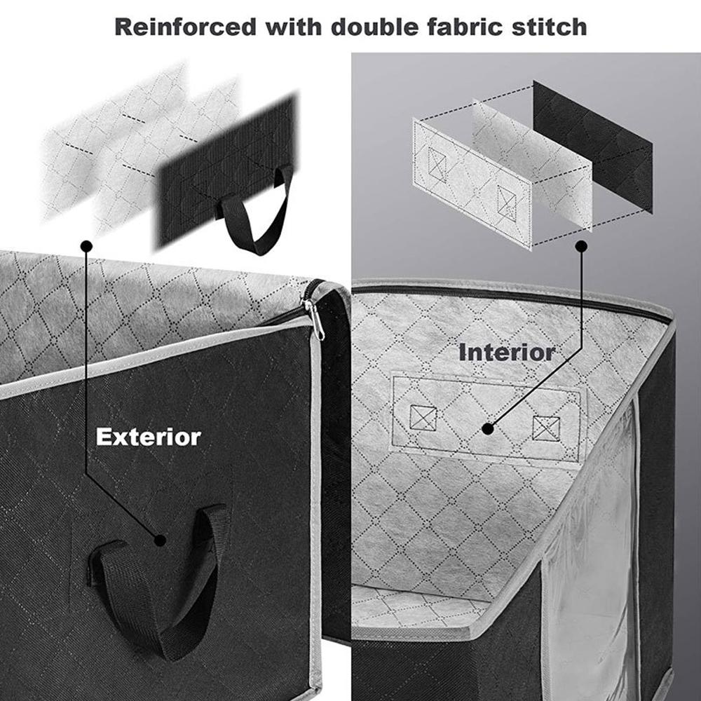 3 Pack Large Capacity Foldable Clothes Storage Bag Organizer with Clear Window,Reinforced Handle Thick Fabric for Comforters, Blankets, Bedding
