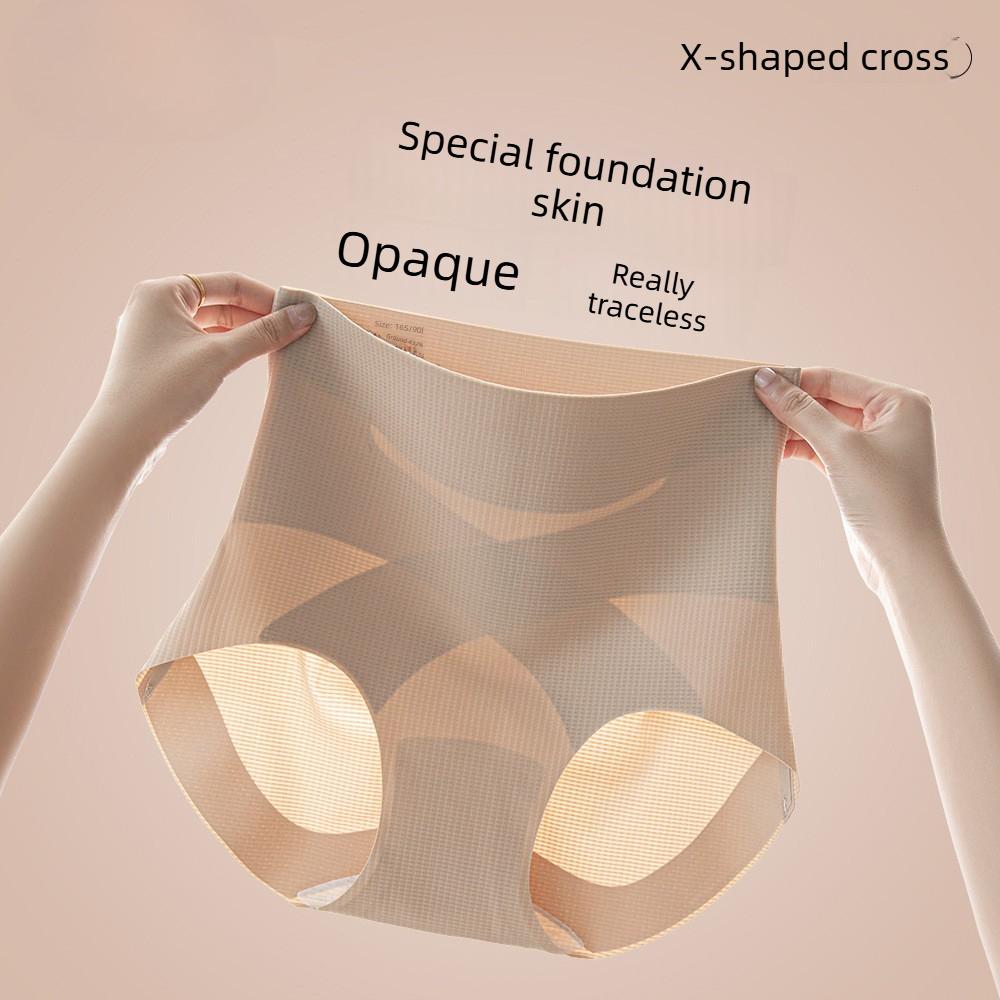 Large Size Female Spring and Autumn Thin Anti Bacterial Abdominal Lift Hip Shapeless High Waist Triangle Briefs