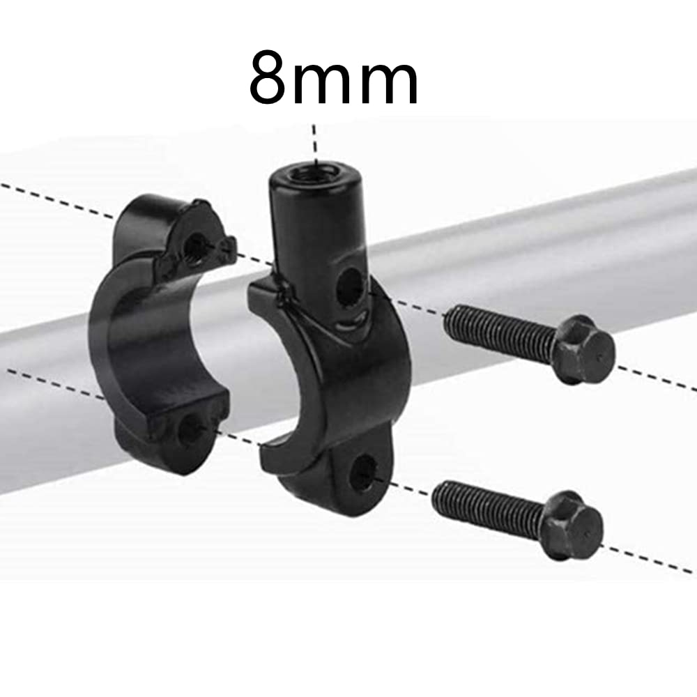 ELIFEPARTS Motorcykelspegelklämma Monteringsklämma Spegelhållare 0,3 tum (8 mm) Positiv skruv Spegelapplikation Svart