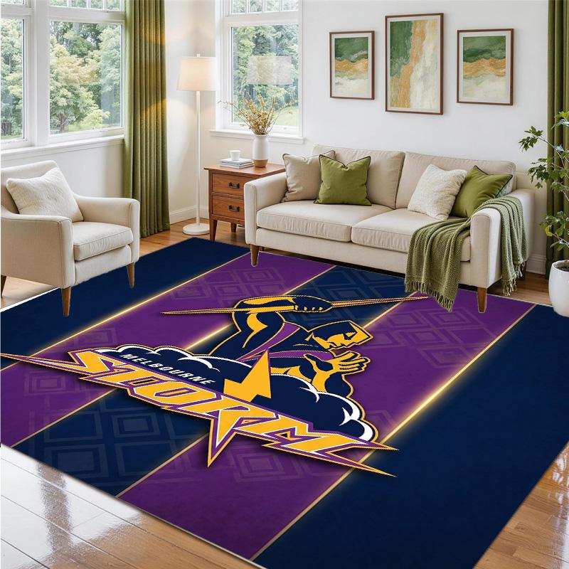 Melbourne Storm Design Crystal Velvet Rug Soft Decorative Mat for Bedroom Entrance