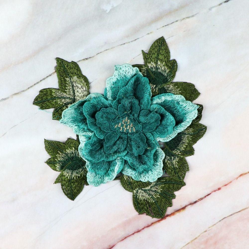 Peony Embroidery Patch Floral Embroidery Floral Applique Fashion Elegant Sewing Accessories