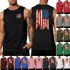 Men's Sleeveless Tank Top Casual Athletic Muscle Shirt Crew Neck Summer Workout Fitness Gym Tee USA Flag Print