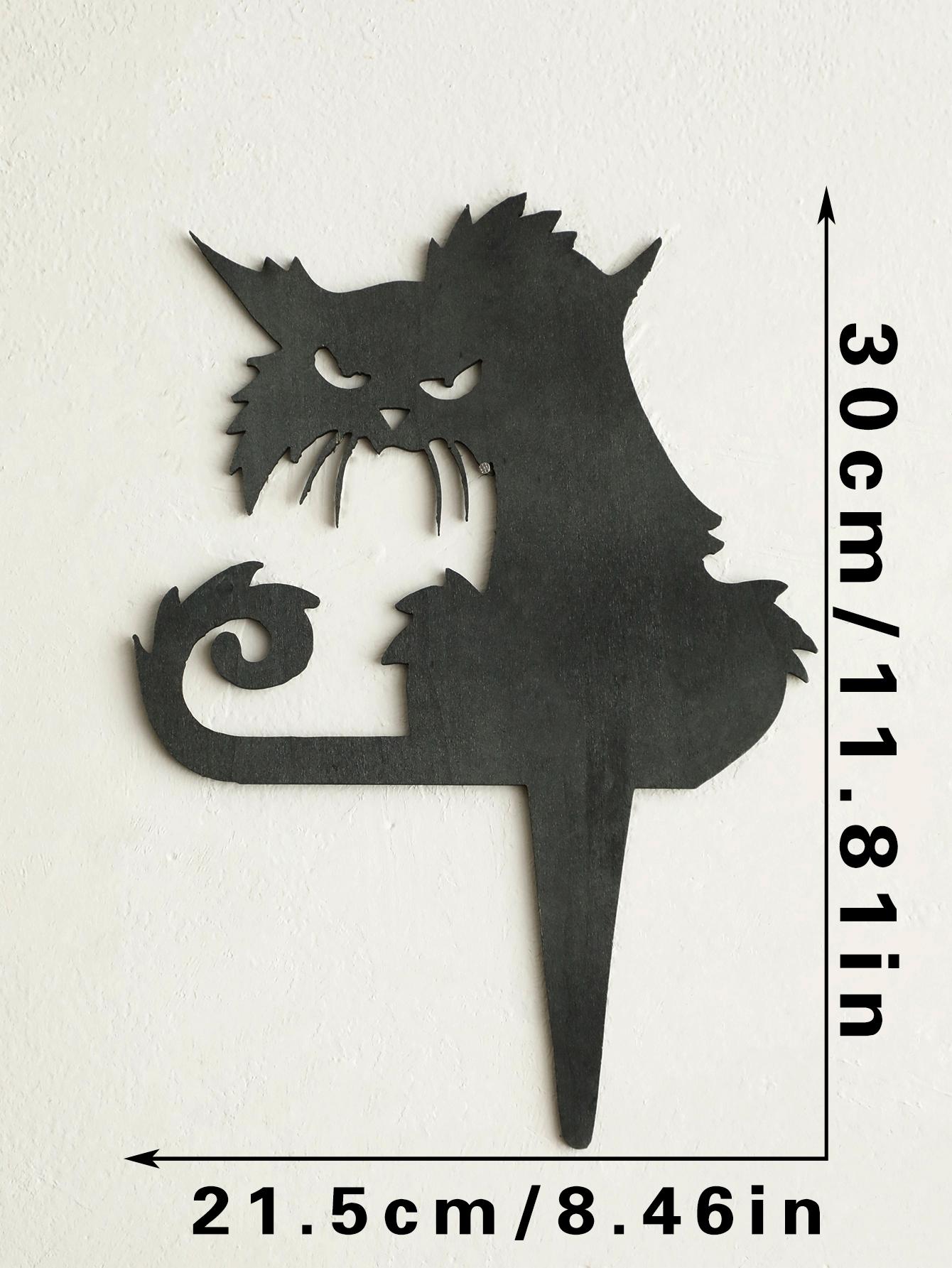 Деревянный колышек для Хэллоуина Силуэт черной кошки Садовое украшение Жуткое уличное украшение для газона, дорожки, дисплея на вечеринку Хэллоуина