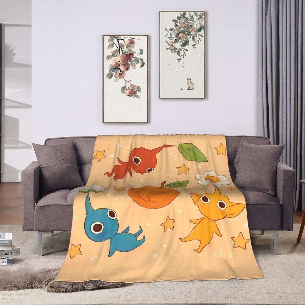 Little Pikmin Plush Blanket Students Game Flannel Throw Blanket For Couch Chair Sofa Bed Soft Warm Custom Quality Bedspread Gift