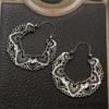 Vintage Antique Silver Color Carving Drop Earrings for Women Ethnic Piercing Hoop Earrings Party Jewelry New Trend Gifts