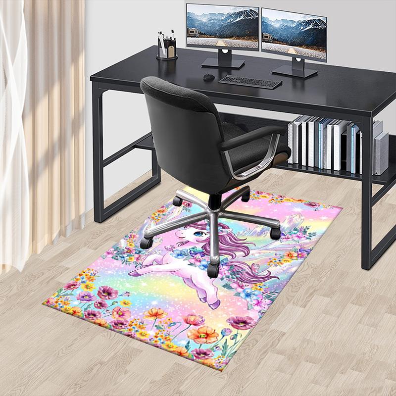 1PC Unicorn Flowers Non-Slip Floor carpet, Office, family, bedroom, Studio - Large Area Rug, Vibrant Colors-C0456