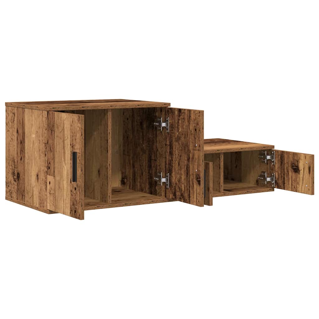 Storage Cabinet 2 pcs Reclaimed Wood Look 103 x 41 x 40 cm