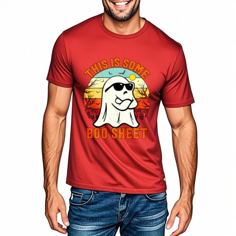 Short Sleeve Shirt Breathable Men Round Neck tshirt Oversized This Is Some Boo Sheet Ghost Sunset Comfort For man Tshirt