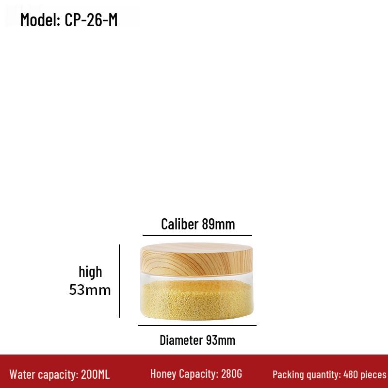 Transparent Sealed Kitchen Storage Jar with Wood Grain Lid for Cereal, Dried Fruit, and Nuts