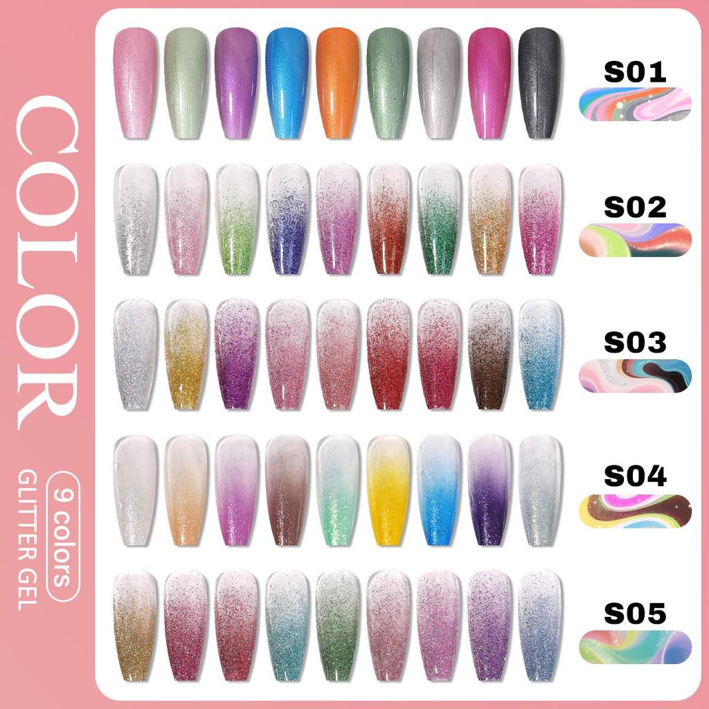 Cross Nine Palaces Nude Glitter Gel Nail Polish: Long-lasting, Quick-drying, High Saturation, Smudge-free, Solid Color Painting Gel
