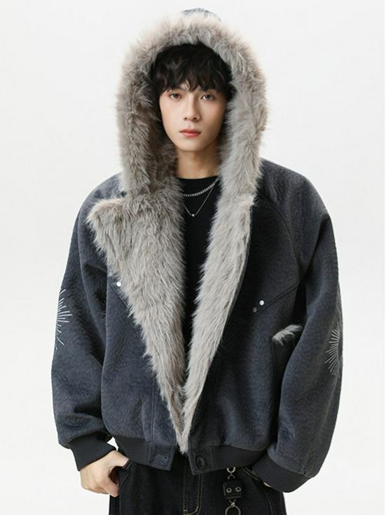 Men's Trendy Mountain Eagle Winter PU Leather Cotton Jacket - Thick, Warm Outerwear for Couples