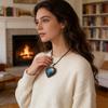 Long Stone Crystal Pendant Heart Shaped Jewelry For Women Gift Winter
