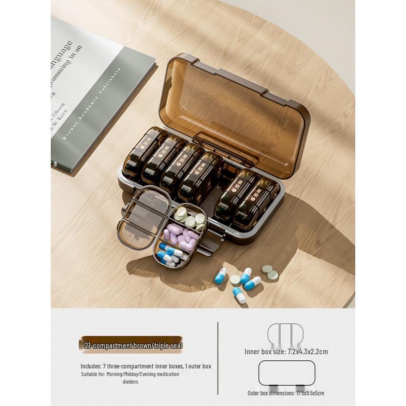 Compact 7-Day Japanese Pill Organizer with Three-Daily Dose Reminder