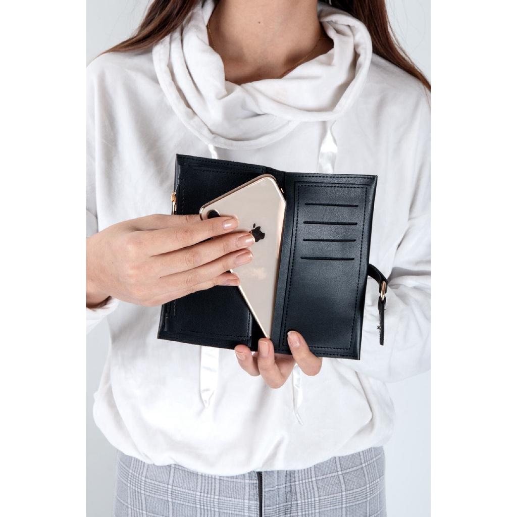 Rote Damenbrieftasche mit weicher Hautschnalle und Zubehör mit mehreren Fächern