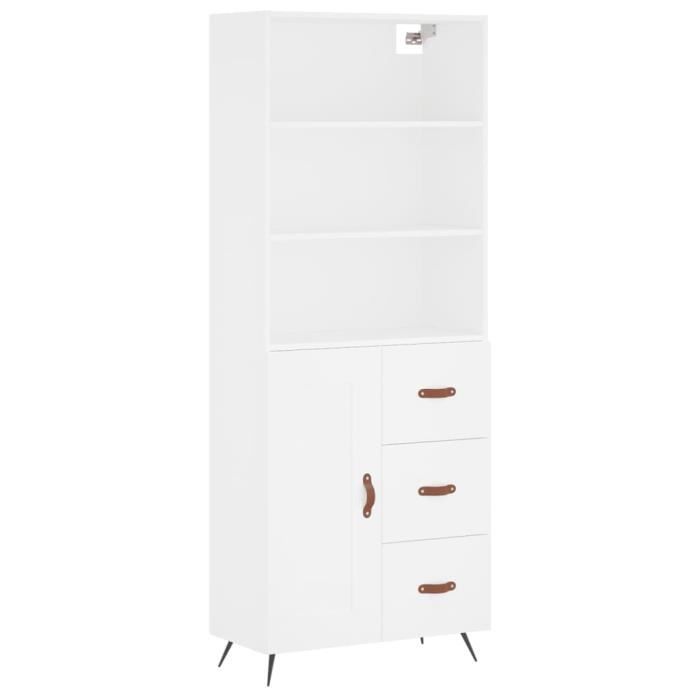 VidaXL Buffet haut Blanc 69,5x34x180 cm Bois d'ingénierie 3189989