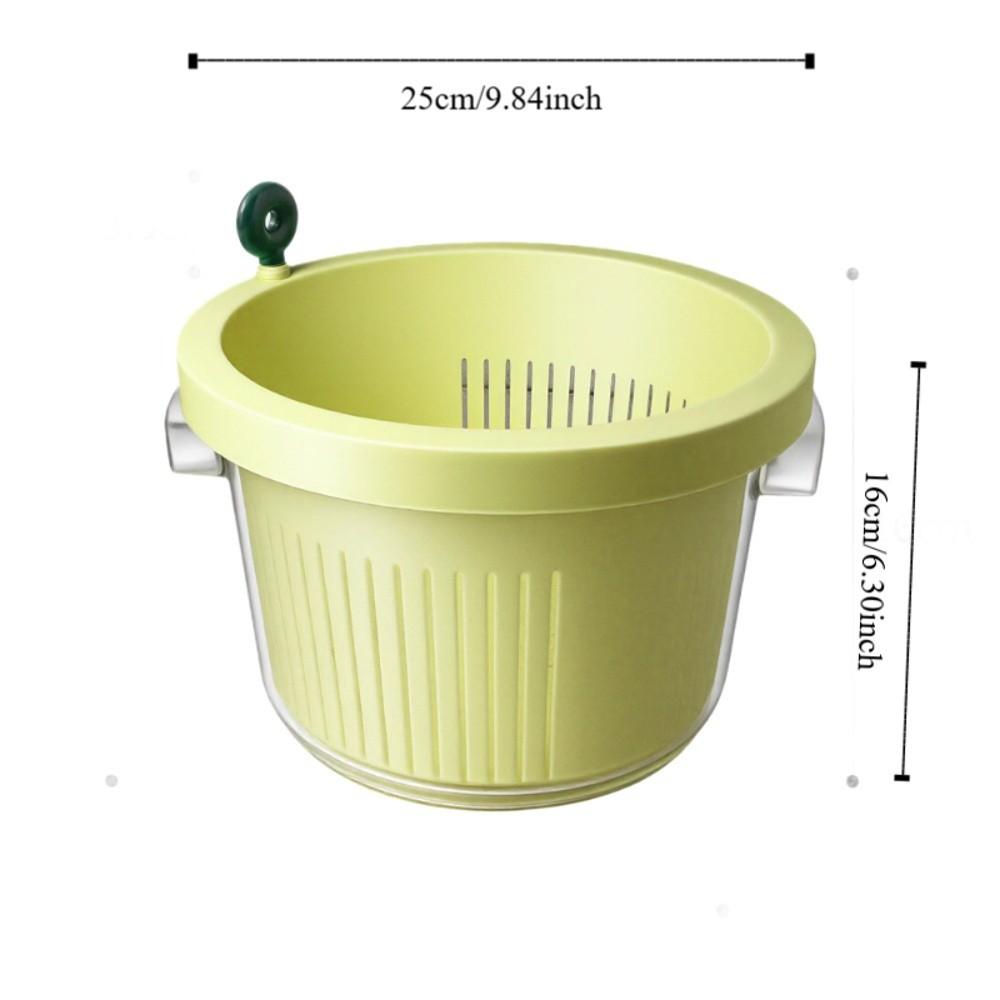 Manual Vegetable Drain Basket 360°Rotatable Large Capacity Vegetable Dehydration Basket Double-layer Plastic Fruit Washing Basin