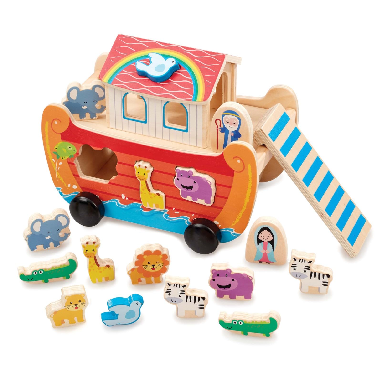 

Early Learning Center Wooden Ark Puzzle Educational Toy 200143 Authentic Noah s Shape-Matching