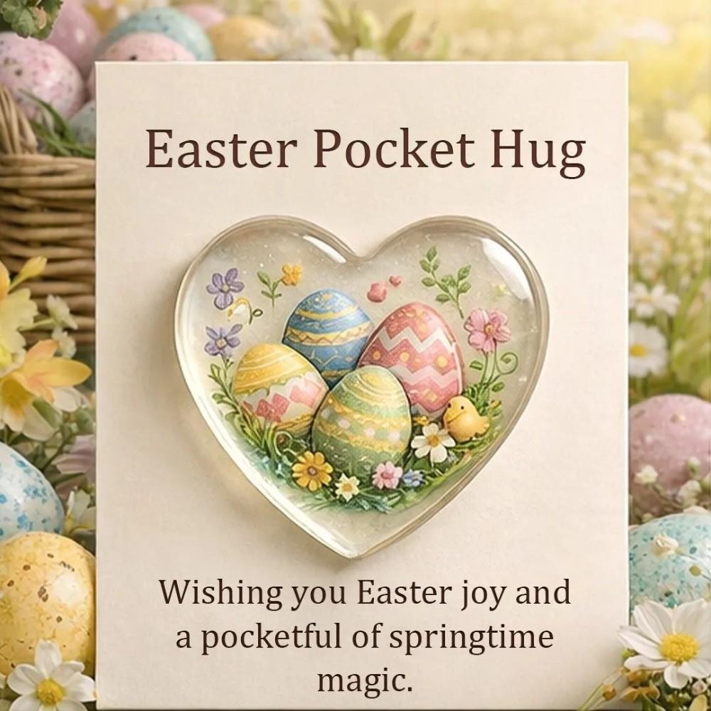 Transparent Easter Pocket Hug Rabbit Design Bunny Charm Pocket Hug Easter Bunny Charm Pocket Card Mini Size