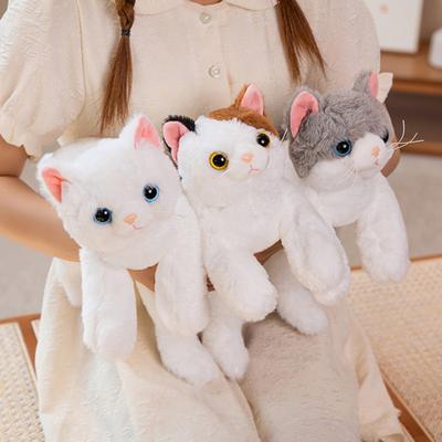 Simulation Cat Doll Kitten 3D Eyes Prone Posture Fluffy Doll Soft Sleep Plushies Companion Pillow Stuffed